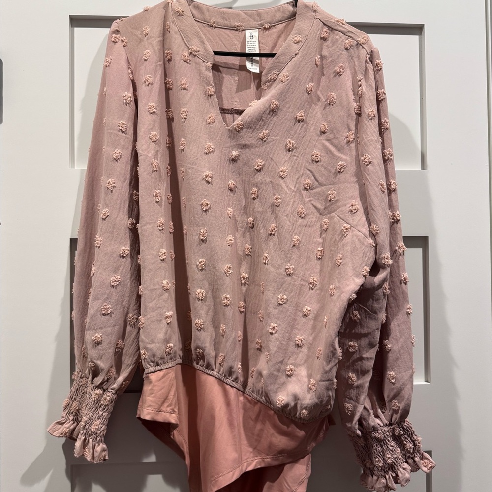 Women's Pink Textured Blouse body suit